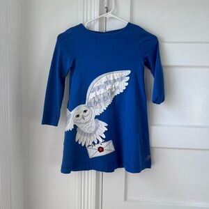 Mini Boden x Harry Potter Hedwig Owl Appliqué Dress size 6-7